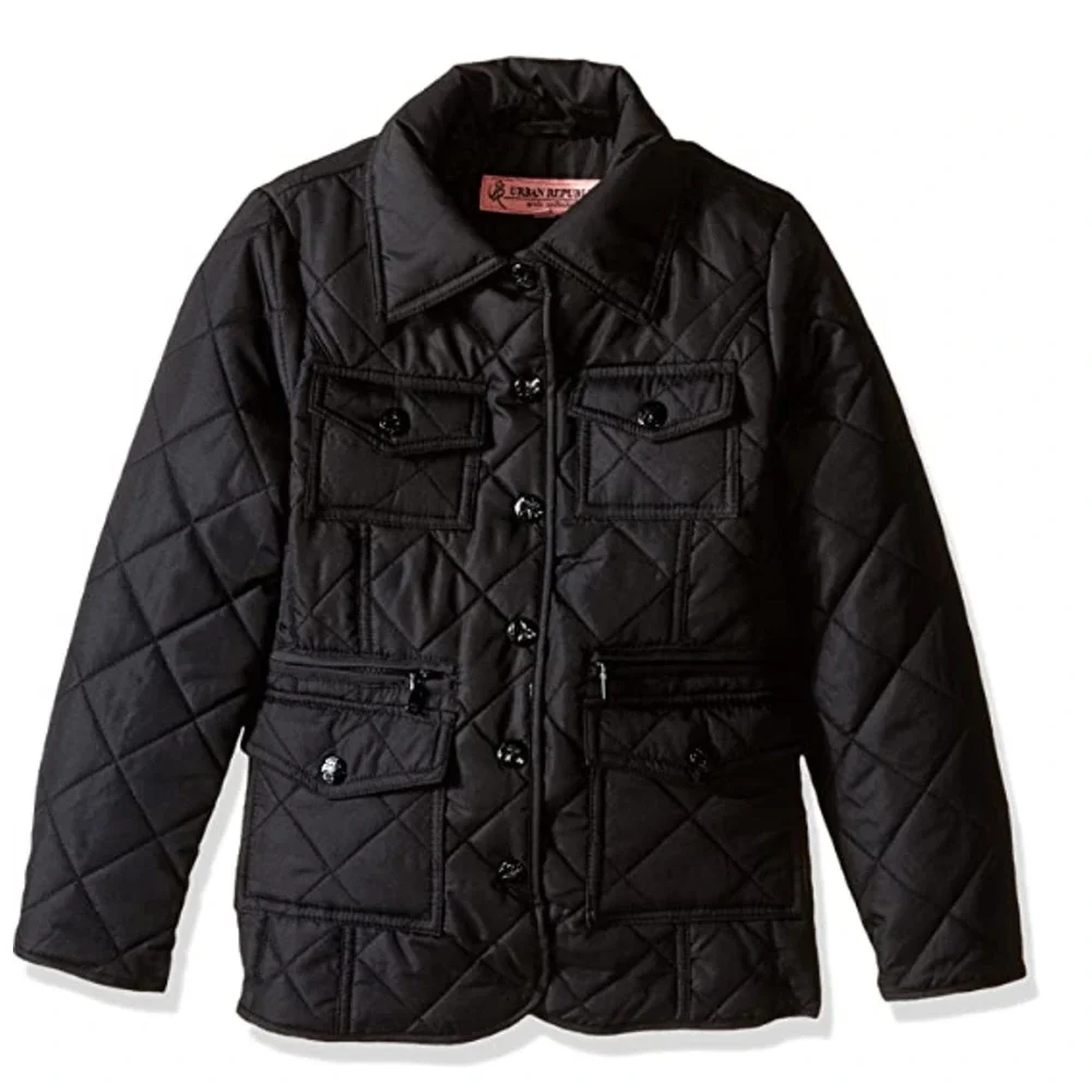 Urban Republic Girls Quilted Thinfill Lightweight Jacket Black Size 5/6